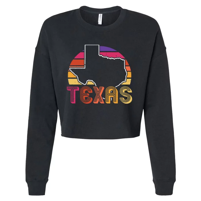 Texas State Country Retro Vintage Cropped Pullover Crew