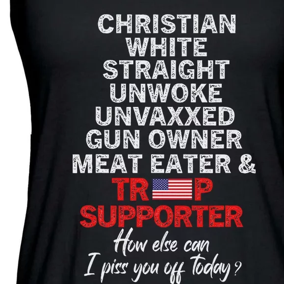 Trump Supporter Christian White Straight Unwoke Unvaxxed Ladies Essential Flowy Tank