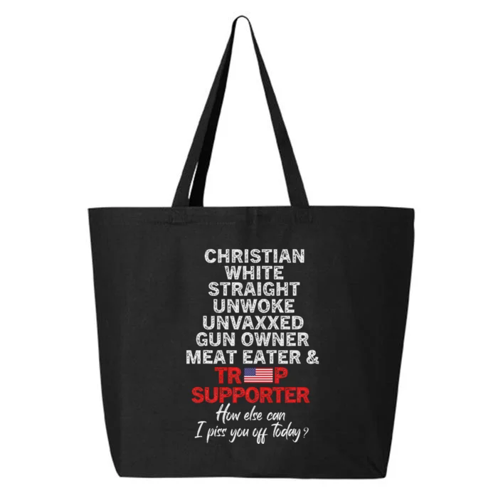 Trump Supporter Christian White Straight Unwoke Unvaxxed 25L Jumbo Tote