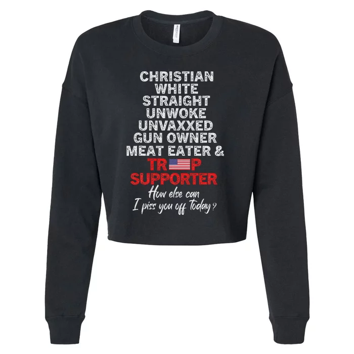 Trump Supporter Christian White Straight Unwoke Unvaxxed Cropped Pullover Crew