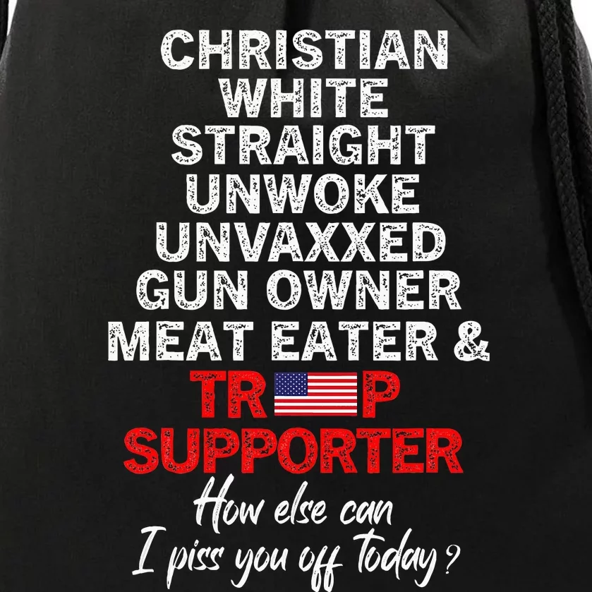 Trump Supporter Christian White Straight Unwoke Unvaxxed Drawstring Bag