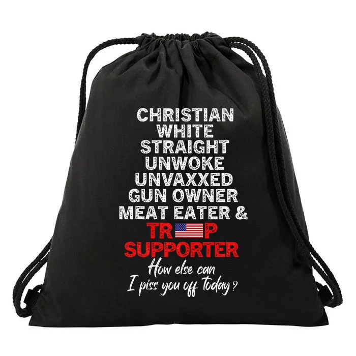 Trump Supporter Christian White Straight Unwoke Unvaxxed Drawstring Bag