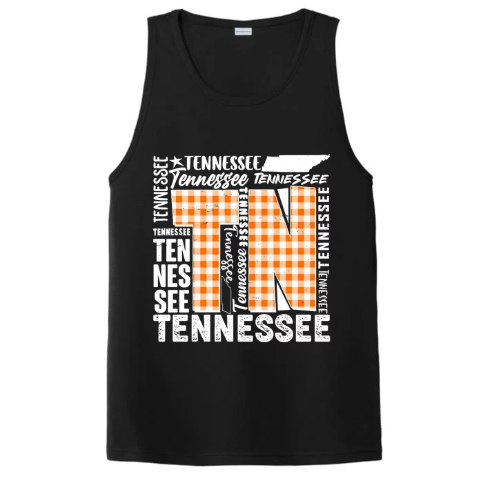 Tennessee State College Sports Fan Word Text Art Performance Tank