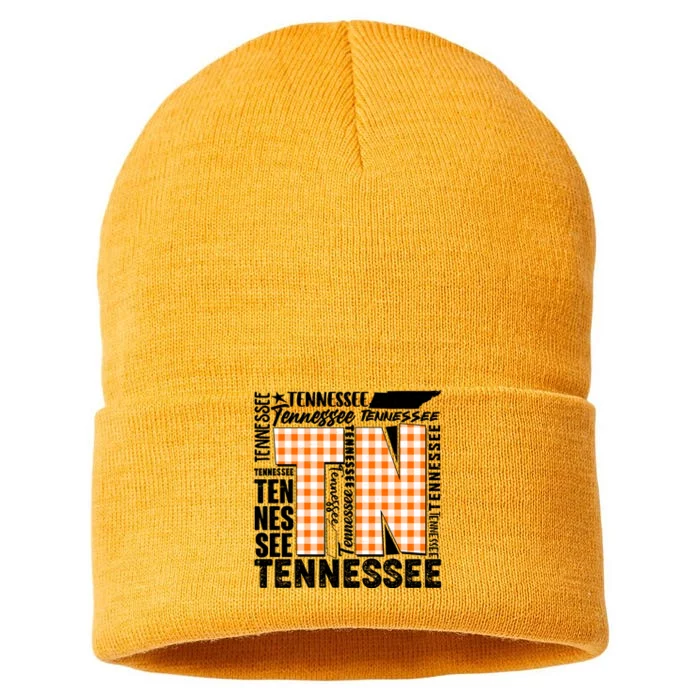 Tennessee State College Sports Fan Word Text Art Sustainable Knit Beanie