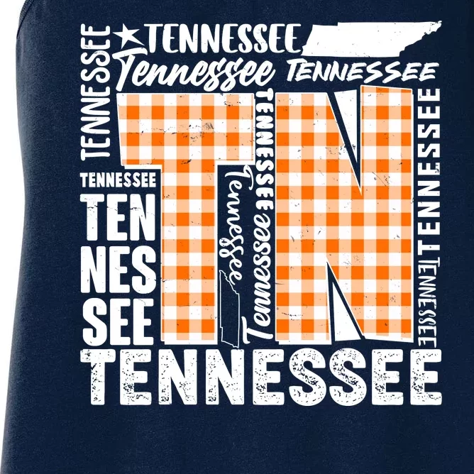 Tennessee State College Sports Fan Word Text Art Women's Racerback Tank