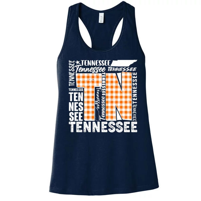 Tennessee State College Sports Fan Word Text Art Women's Racerback Tank