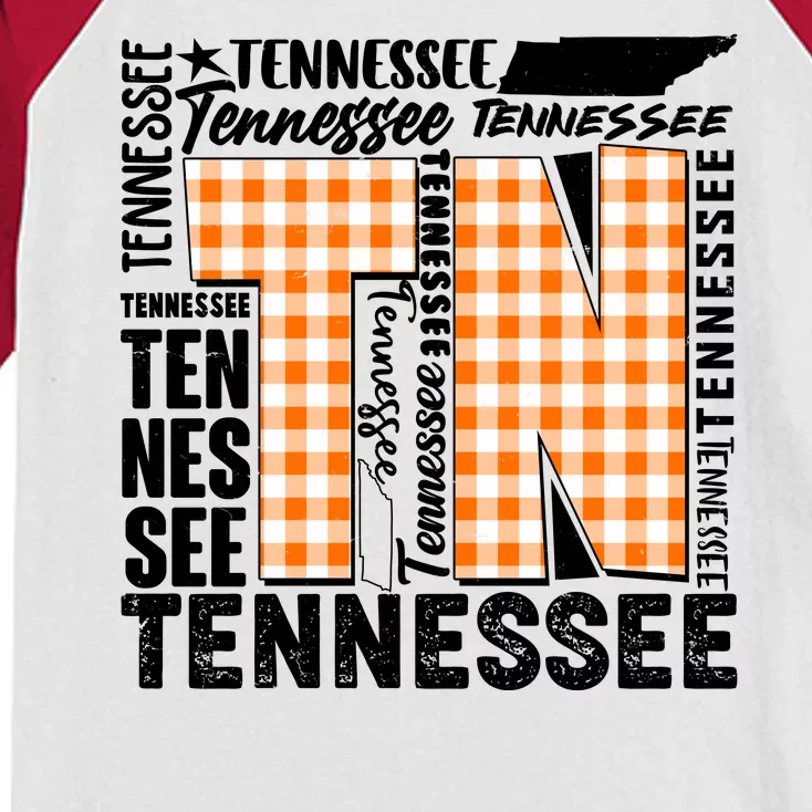 Tennessee State College Sports Fan Word Text Art Kids Colorblock Raglan Jersey