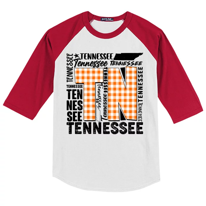 Tennessee State College Sports Fan Word Text Art Kids Colorblock Raglan Jersey