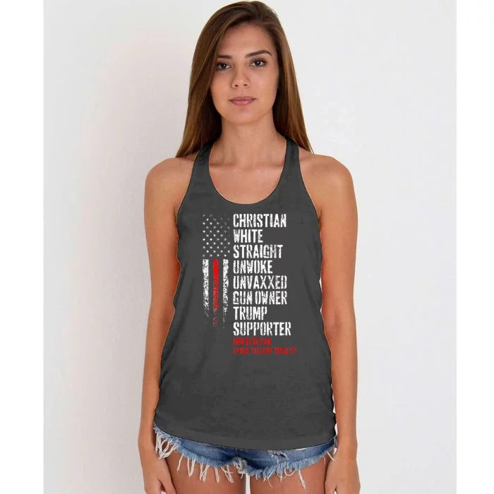 Trump Supporter Christian White Straight Unwoke Unvaxxed Women's Knotted Racerback Tank