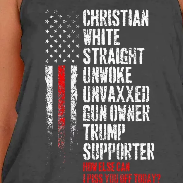 Trump Supporter Christian White Straight Unwoke Unvaxxed Women's Knotted Racerback Tank