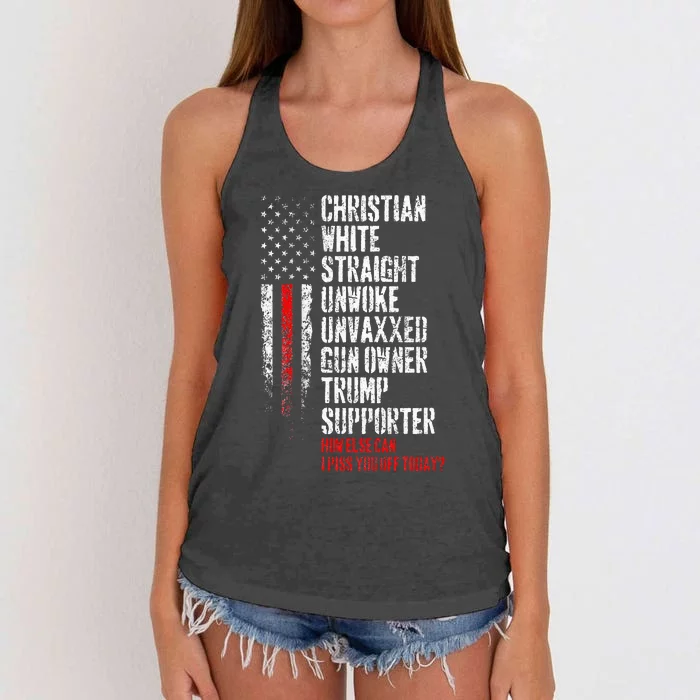 Trump Supporter Christian White Straight Unwoke Unvaxxed Women's Knotted Racerback Tank