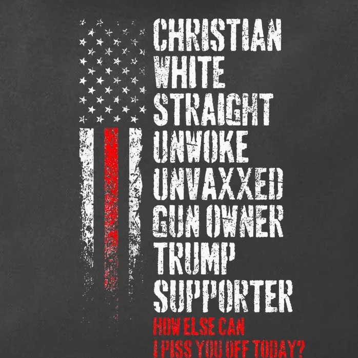 Trump Supporter Christian White Straight Unwoke Unvaxxed Zip Tote Bag