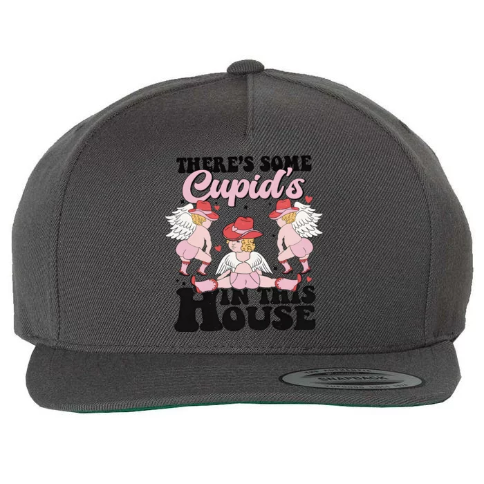 ThereS Some CupidS In This House Retro Valentines Wool Snapback Cap