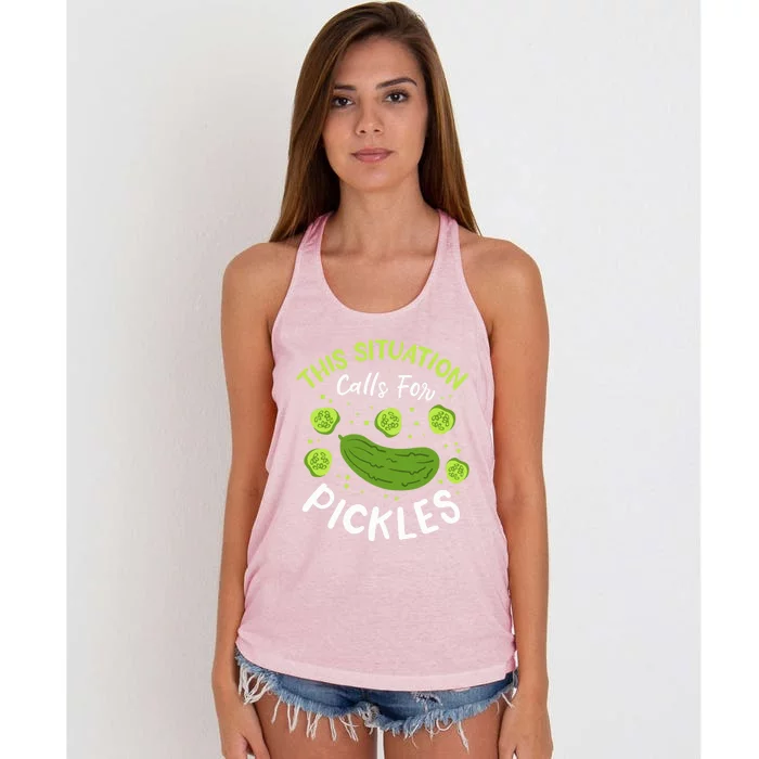 This Situation Calls For Pickles Cucumber Meaningful Gift Women's Knotted Racerback Tank