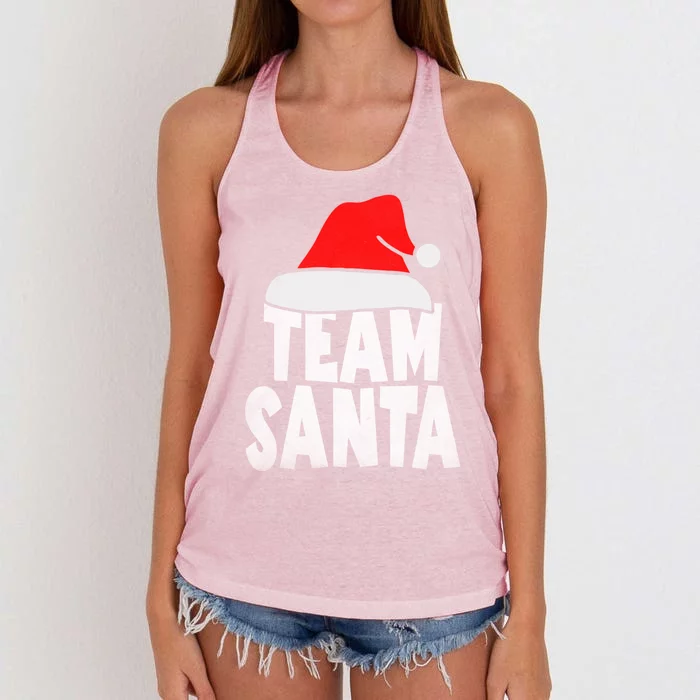 Team Santa Christmas Squad Family Matching Pajamas Women's Knotted Racerback Tank