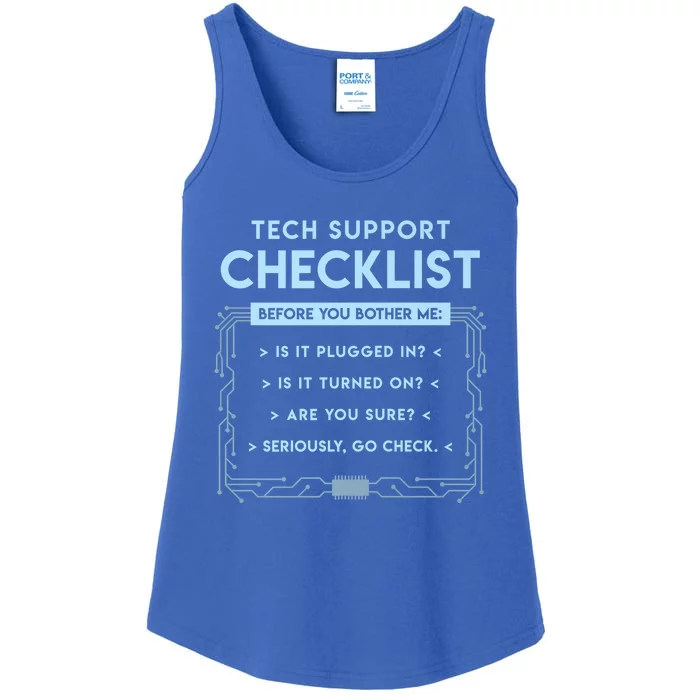 Tech Support Checklist Funny Computer Geek Sysadmin Gift Ladies Essential Tank