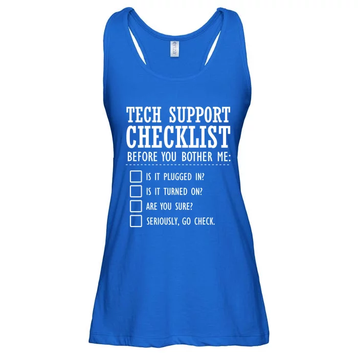 Tech Support Checklist Funny Computer Geek Sysadmin Gift Ladies Essential Flowy Tank