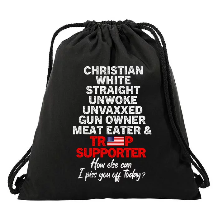 Trump Supporter Christian White Straight Unwoke Unvaxxed Drawstring Bag