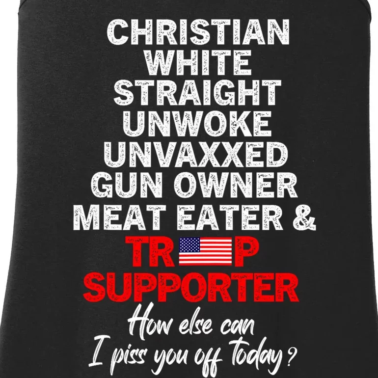 Trump Supporter Christian White Straight Unwoke Unvaxxed Ladies Essential Tank