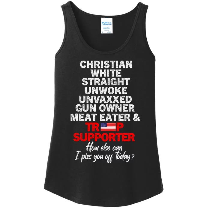 Trump Supporter Christian White Straight Unwoke Unvaxxed Ladies Essential Tank