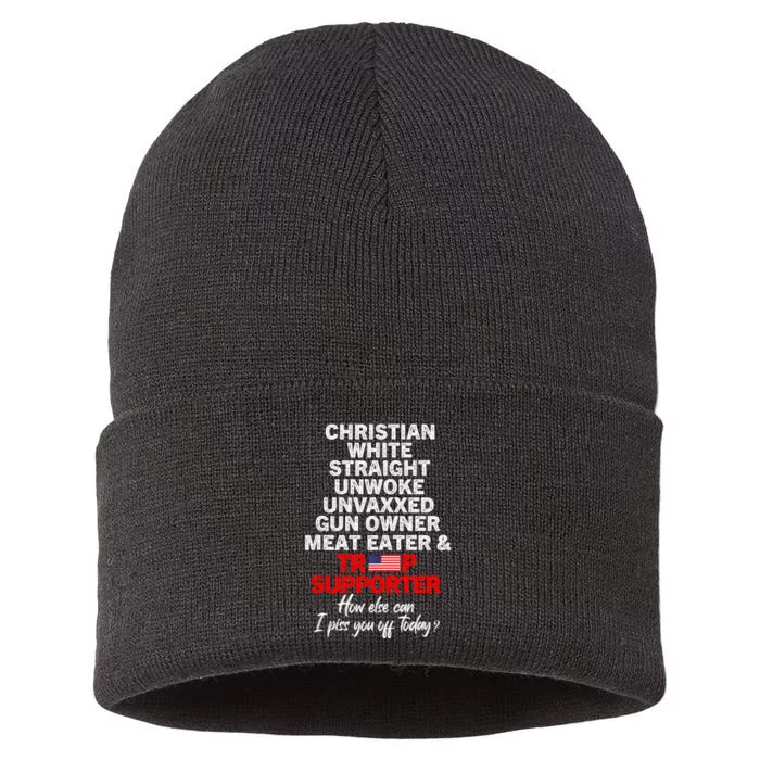 Trump Supporter Christian White Straight Unwoke Unvaxxed Sustainable Knit Beanie