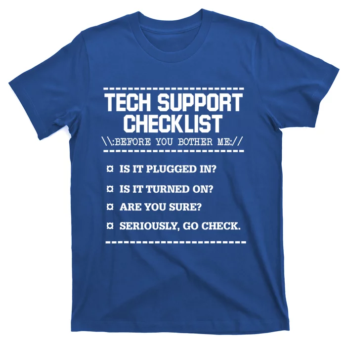 Tech Support Checklist Funny Computer Geek Sysadmin Gift T-Shirt