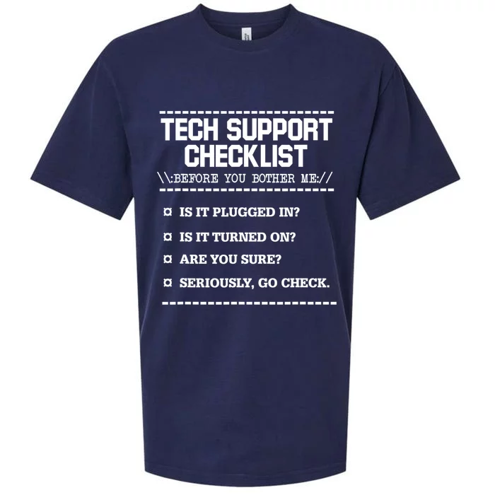 Tech Support Checklist Funny Computer Geek Sysadmin Gift Sueded Cloud Jersey T-Shirt