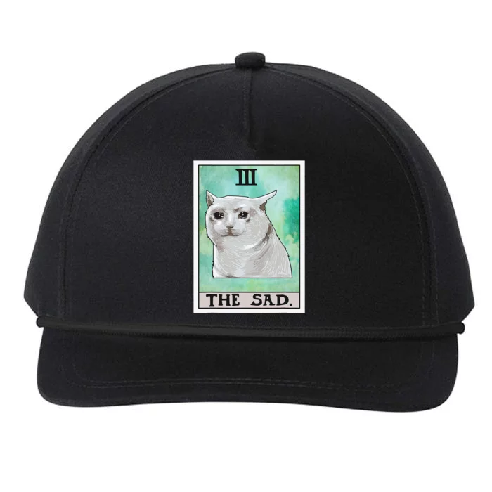 The Sad Cat Tarot Card Funny Meme Snapback Five-Panel Rope Hat