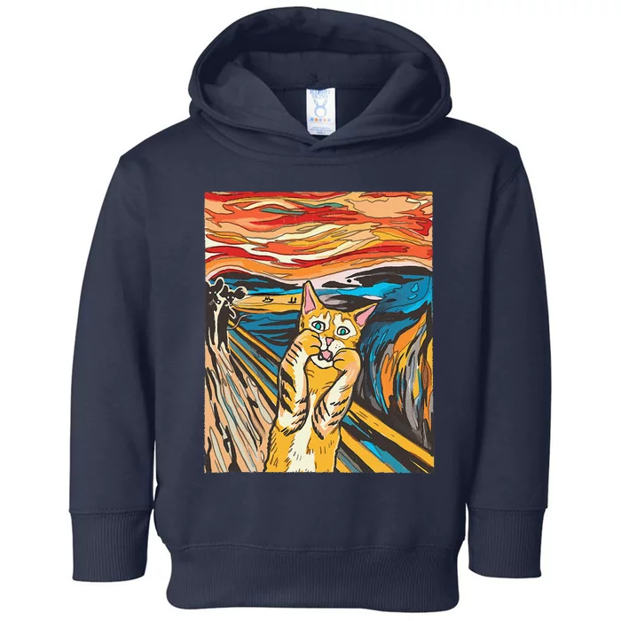 The Scream Cat Parody Funny Cat Parody Art Painting Toddler Hoodie