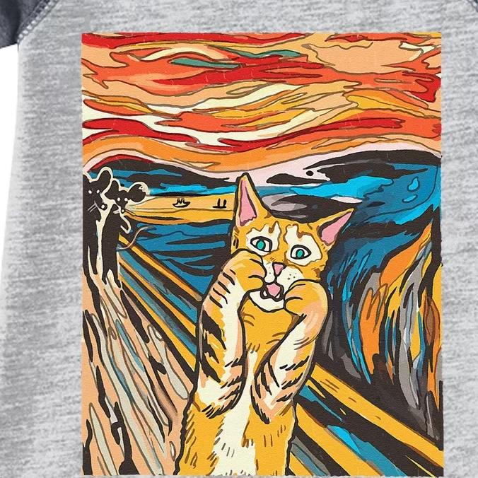 The Scream Cat Parody Funny Cat Parody Art Painting Infant Baby Jersey Bodysuit