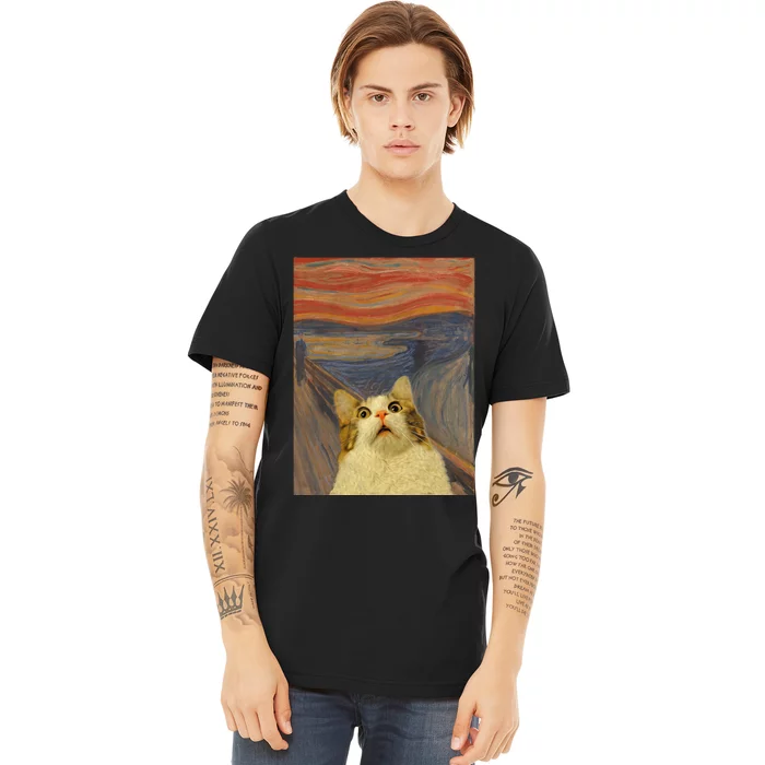 The Scream Cat Funny Classic Painting Premium T-Shirt