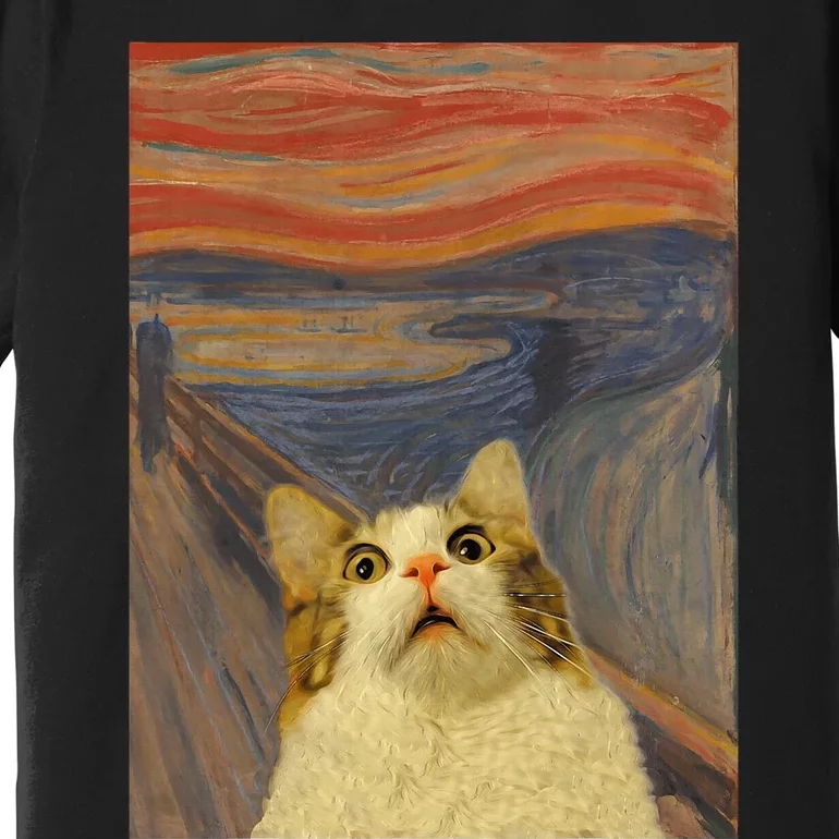 The Scream Cat Funny Classic Painting Premium T-Shirt