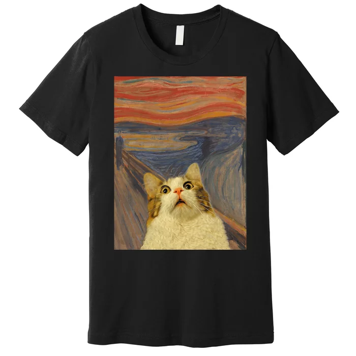 The Scream Cat Funny Classic Painting Premium T-Shirt