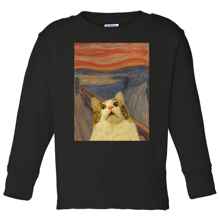 The Scream Cat Funny Classic Painting Toddler Long Sleeve Shirt