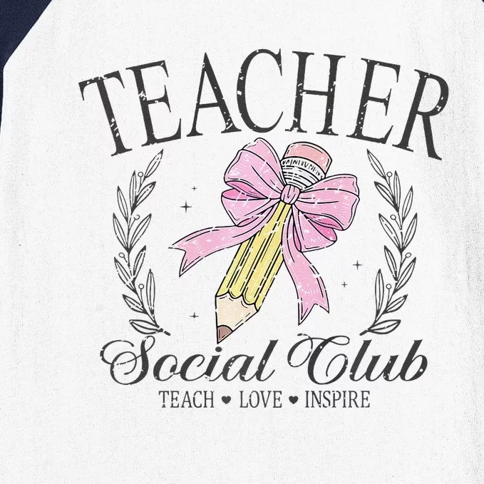 Teacher Social Club Teacher Coquette Bow Premium Baseball Sleeve Shirt