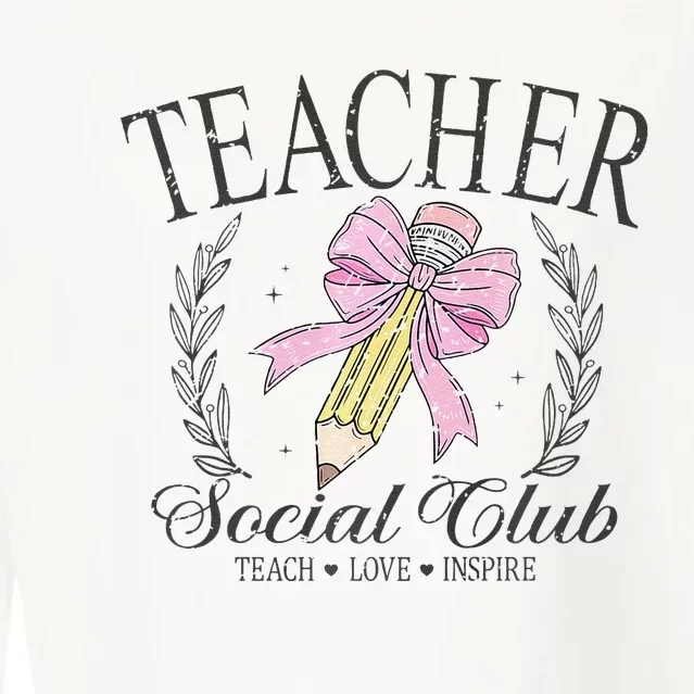 Teacher Social Club Teacher Coquette Bow Premium Cropped Pullover Crew