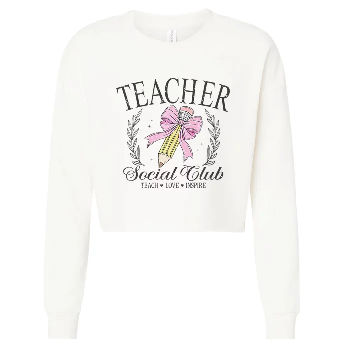 Teacher Social Club Teacher Coquette Bow Premium Cropped Pullover Crew