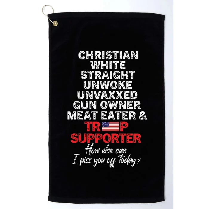 Trump Supporter Christian White Straight Unwoke Unvaxxed Platinum Collection Golf Towel