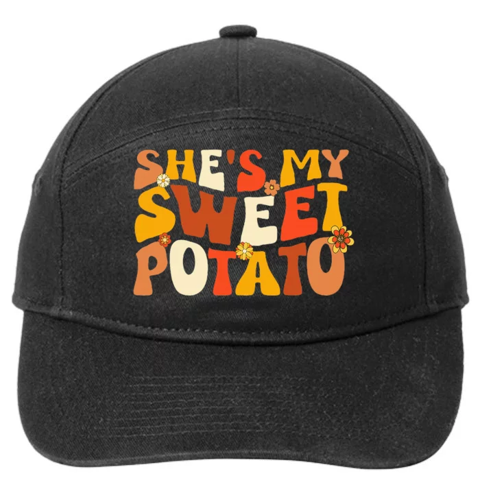 Thanksgiving S Couples Sweet Potato I Yam Groovy Flower 7-Panel Snapback Hat