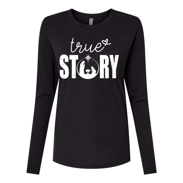 True Story Christmas Holy Christian Womens Cotton Relaxed Long Sleeve T-Shirt