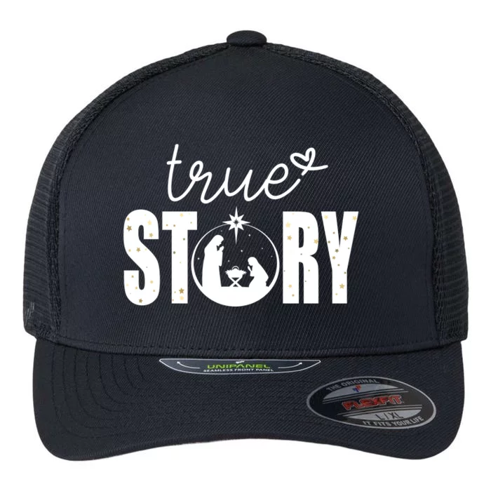 True Story Christmas Holy Christian Flexfit Unipanel Trucker Cap