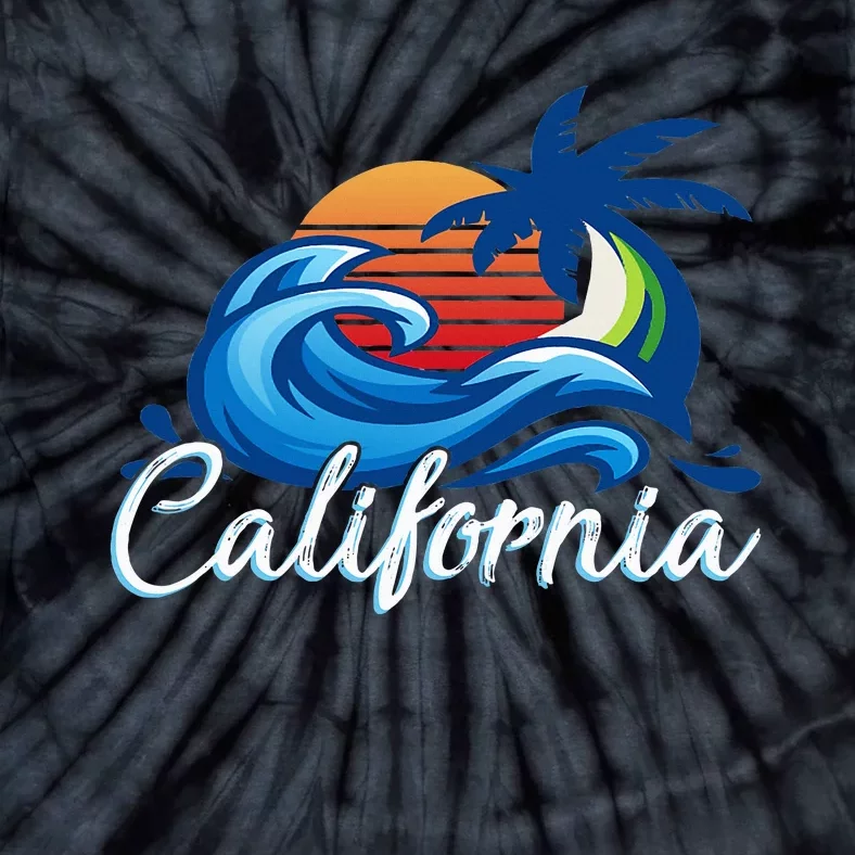 Tropical Sunset Cali Beach Waves Surfing Usa California Tie-Dye T-Shirt