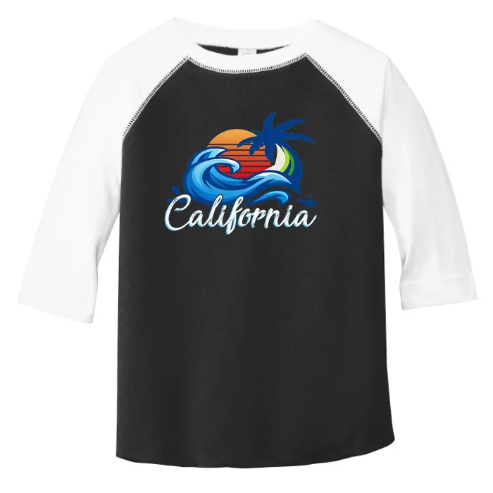 Tropical Sunset Cali Beach Waves Surfing Usa California Toddler Fine Jersey T-Shirt