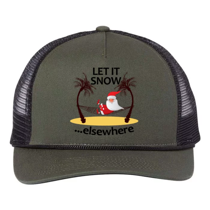 Tropical Santa Claus Let It Snow Elsewhere Summer Xmas Gift Retro Rope Trucker Hat Cap