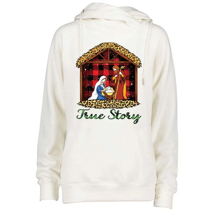 True Story Christmas Nativity Jesus Christian Christmas Womens Funnel Neck Pullover Hood