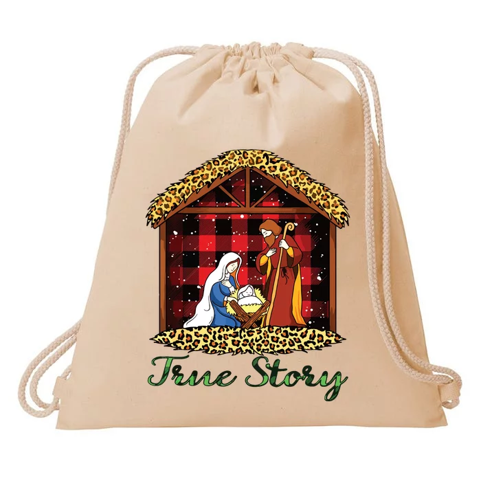 True Story Christmas Nativity Jesus Christian Christmas Drawstring Bag