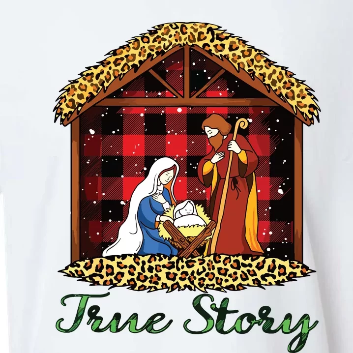 True Story Christmas Nativity Jesus Christian Christmas Sueded Cloud Jersey T-Shirt