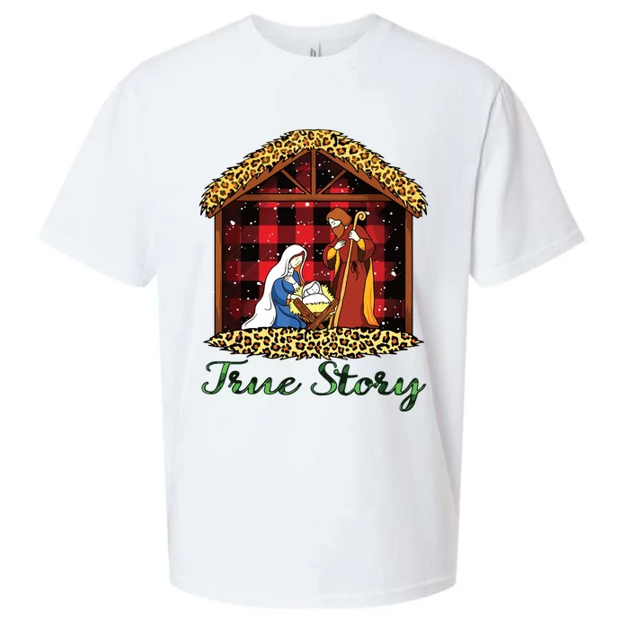 True Story Christmas Nativity Jesus Christian Christmas Sueded Cloud Jersey T-Shirt