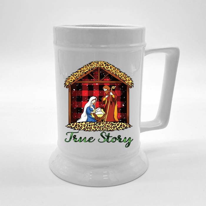 True Story Christmas Nativity Jesus Christian Christmas Front & Back Beer Stein