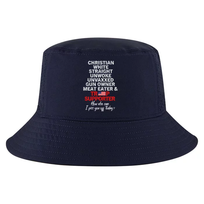 Trump Supporter Christian White Straight Unwoke Unvaxxed Cool Comfort Performance Bucket Hat